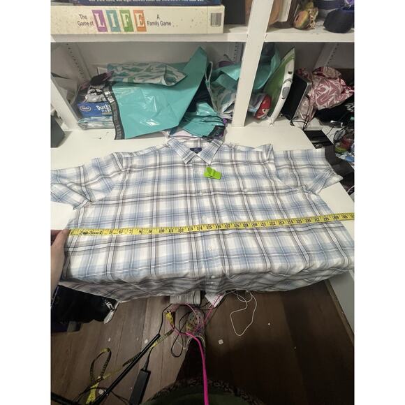 GEORGE Mens 3XL Blue And White Plaid Big And Tall Button Down Shirt NWOT. - Picture 5 of 9